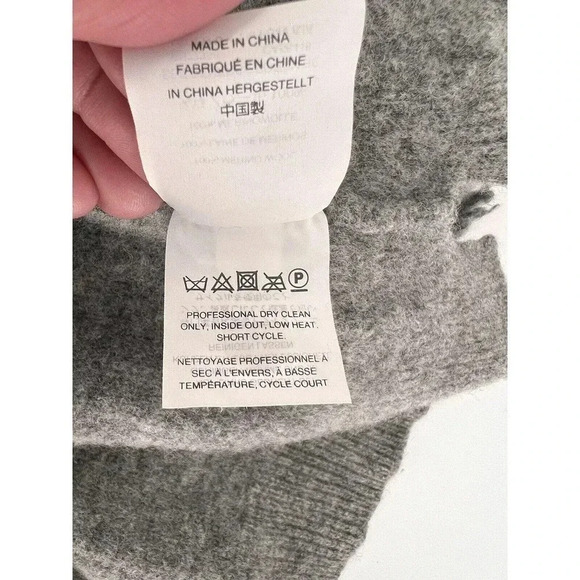 Madewell Fringe-Stripe Pullover 100% Merino Wool Gray Sweater Size MEDIUM EUC - Picture 7 of 8